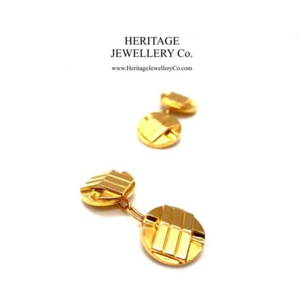 Antique Art Deco Gold Cufflinks with Antique Box - Image 4