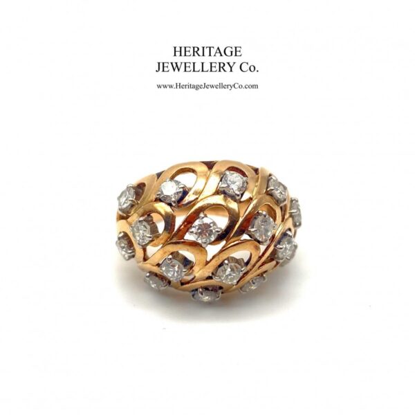 Gold & French Diamond Bombe Ring Diamond Antique Jewellery 5