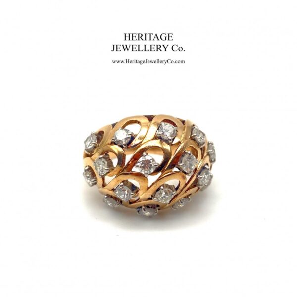 Gold & French Diamond Bombe Ring - Image 3