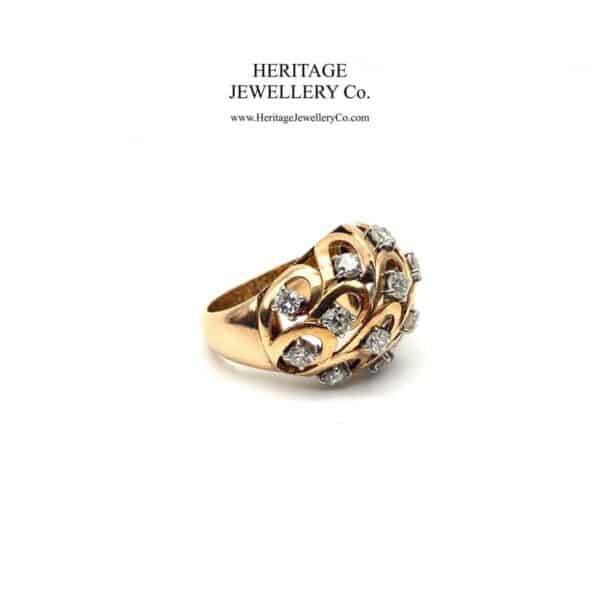 Gold & French Diamond Bombe Ring Diamond Antique Jewellery 6