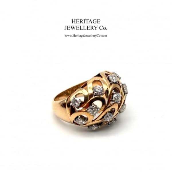 Gold & French Diamond Bombe Ring Diamond Antique Jewellery 7