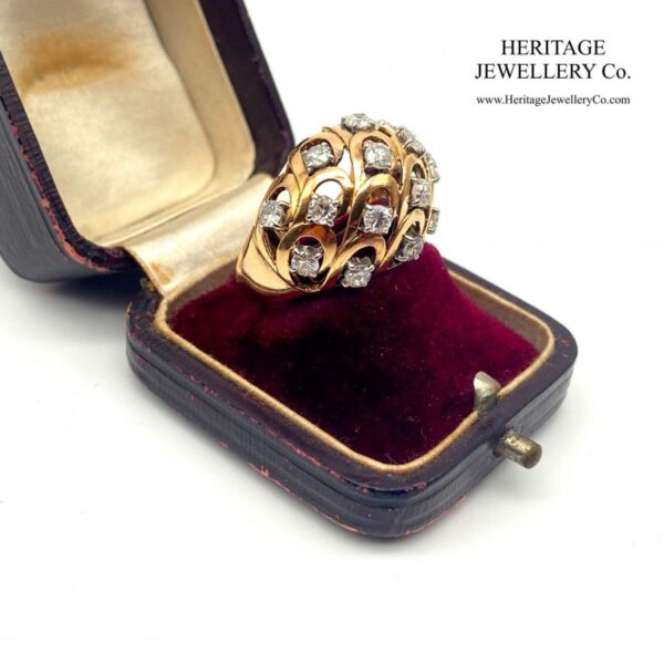 Gold & French Diamond Bombe Ring Diamond Antique Jewellery 10