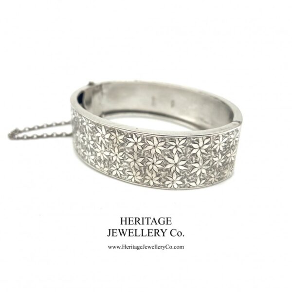 Antique Victorian Silver Bangle Bracelet (c. 1883) - Image 4