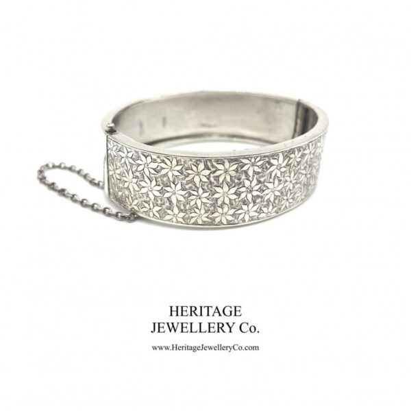Antique Victorian Silver Bangle Bracelet (c. 1883) - Image 3