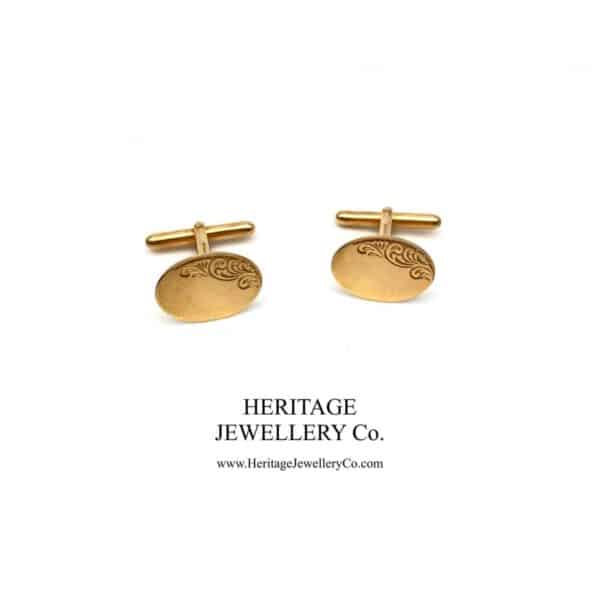 Vintage Gold Cufflinks with Vintage Box Antique Antique Jewellery 3