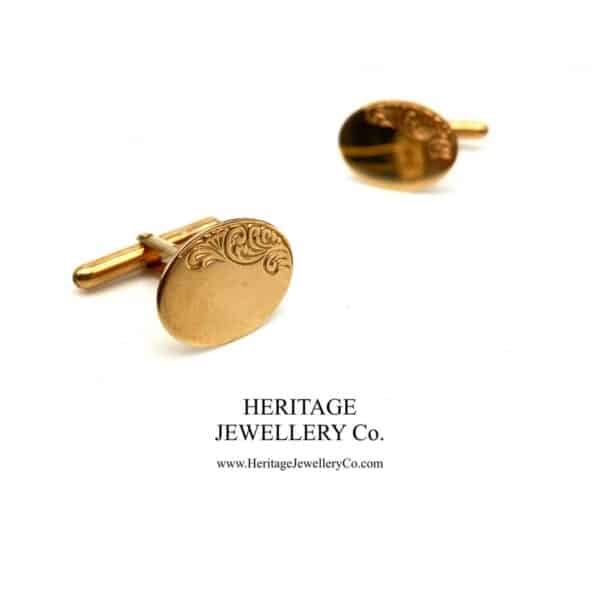 Vintage Gold Cufflinks with Vintage Box Antique Antique Jewellery 4
