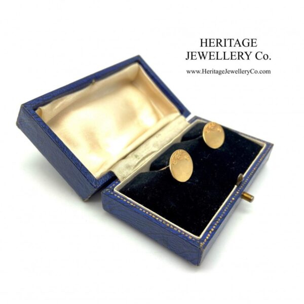 Vintage Gold Cufflinks with Vintage Box Antique Antique Jewellery 9