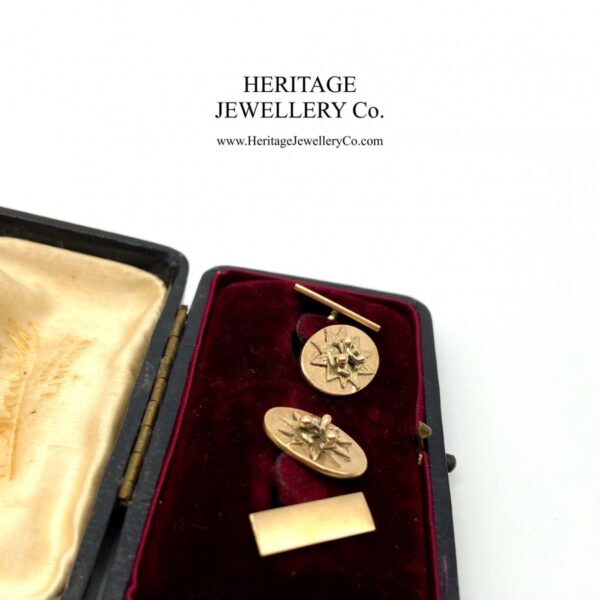 Antique Gold Cufflinks with Antique Box Antique Antique Jewellery 7