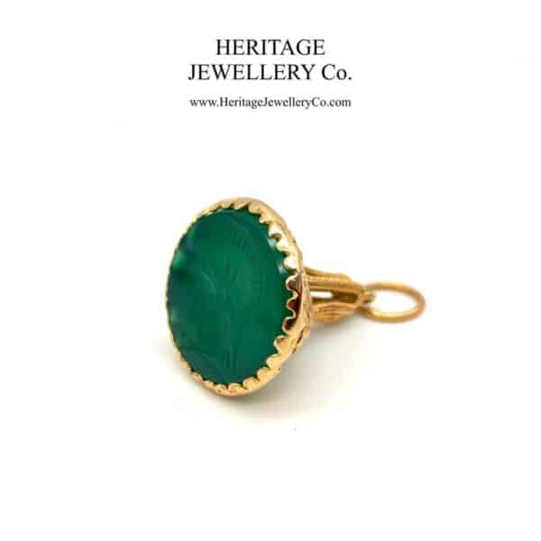 Green Agate and Gold Fob Seal agate Antique Jewellery 3