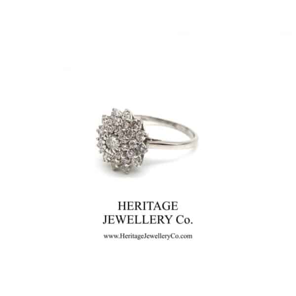 White Gold & Diamond Cluster Ring Diamond Antique Jewellery 5