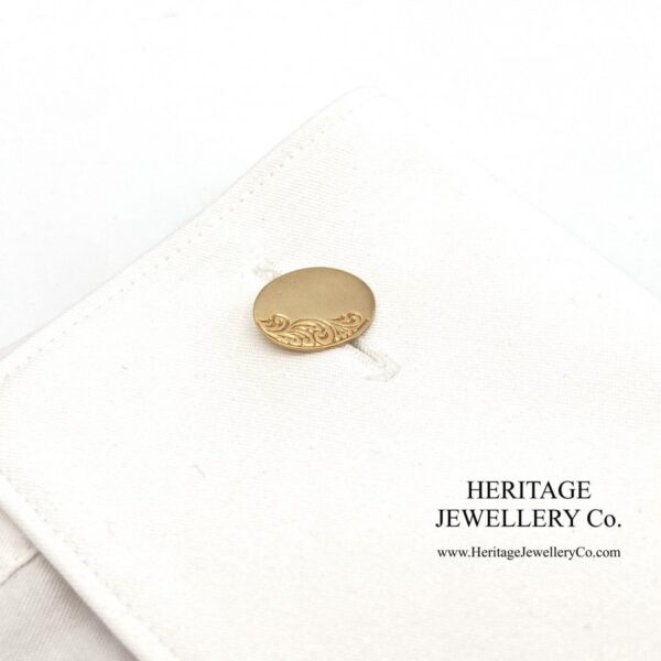 Vintage Gold Cufflinks with Vintage Box Antique Antique Jewellery 7