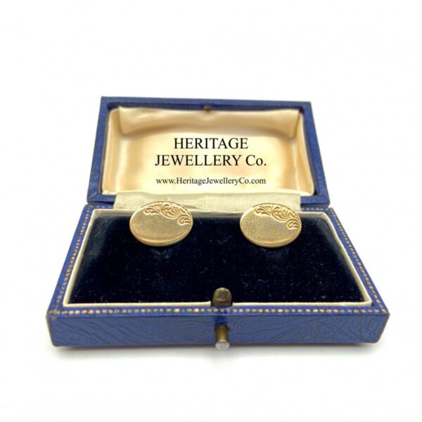 Vintage Gold Cufflinks with Vintage Box Antique Antique Jewellery 8