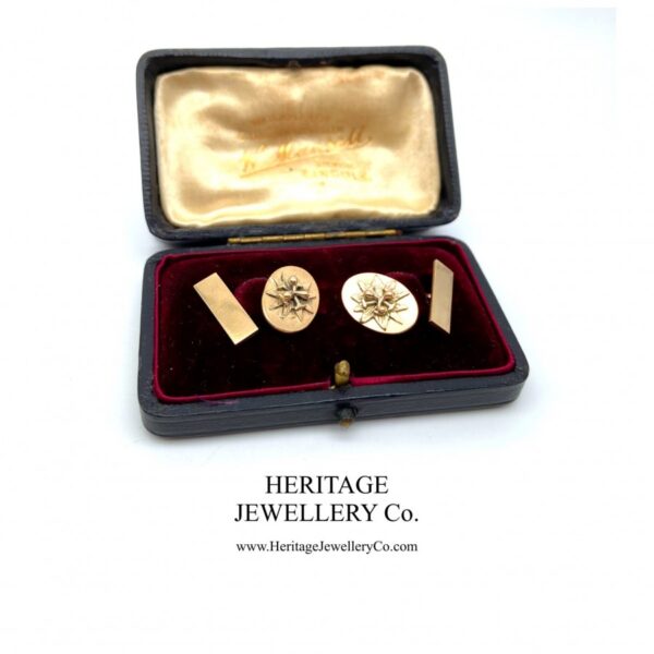 Antique Gold Cufflinks with Antique Box Antique Antique Jewellery 6
