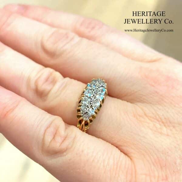 Antique Gold Two-Row Diamond Ring - Image 9