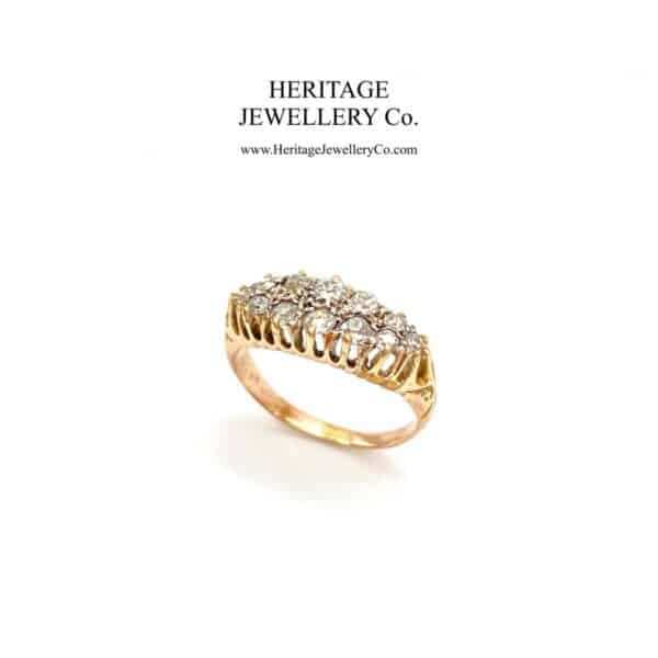 Antique Gold Two-Row Diamond Ring - Image 5