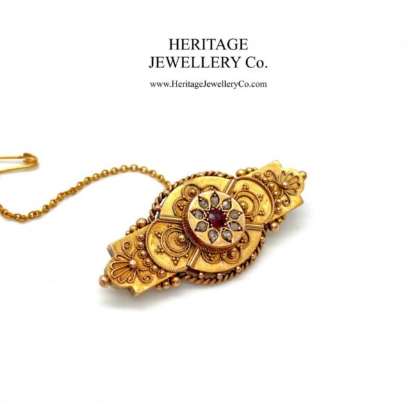 Victorian Ruby & Diamond Brooch (c. 1899) brooch Antique Jewellery 5