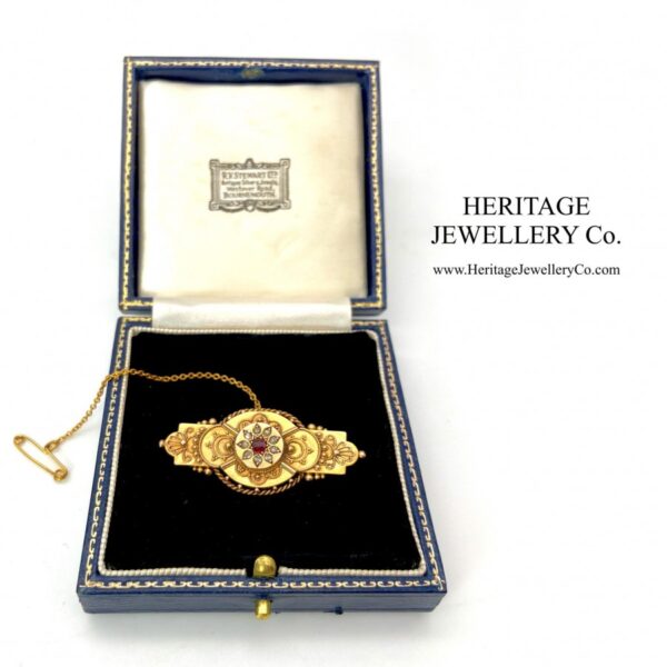 Victorian Ruby & Diamond Brooch (c. 1899) brooch Antique Jewellery 6