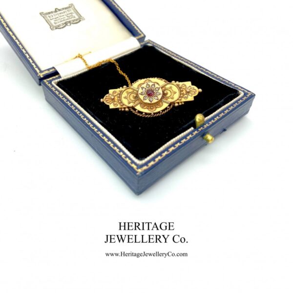 Victorian Ruby & Diamond Brooch (c. 1899) brooch Antique Jewellery 7