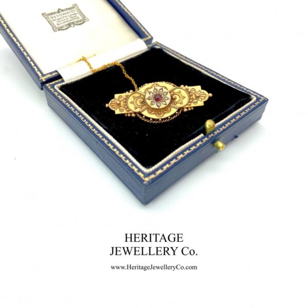 Victorian Ruby & Diamond Brooch (c. 1899) - Image 5