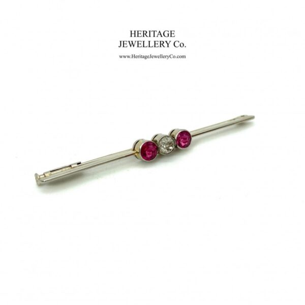 Antique Gold, Diamond and Ruby Brooch - Image 3