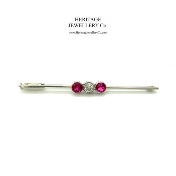 Antique Gold, Diamond and Ruby Brooch