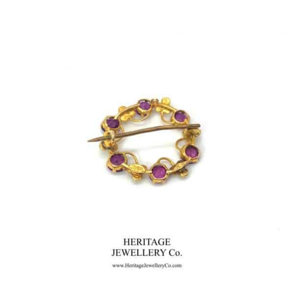 Antique Almandine Garnet, Pearl and Gold Brooch - Image 4
