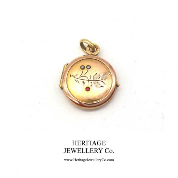 Antique Victorian Garnet, Pearl and Rose Gold Locket