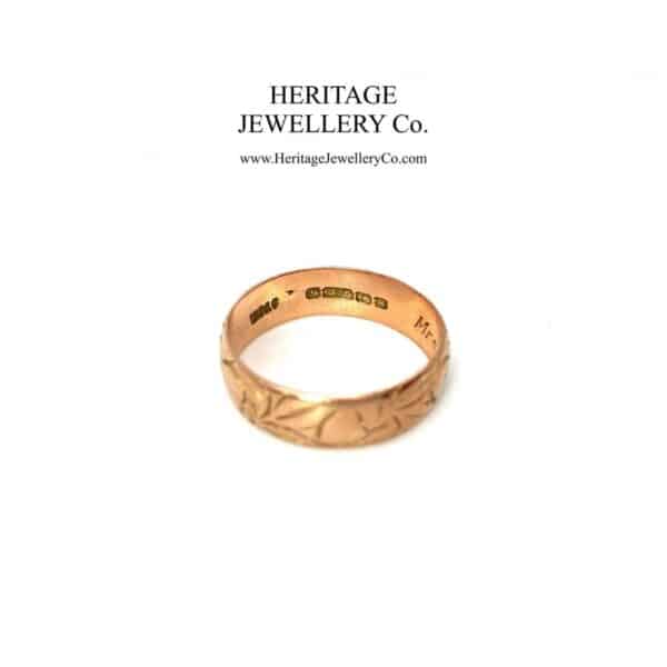 Antique Rose Gold Engraved Wide Band (c. 1917) Antique Antique Jewellery 6