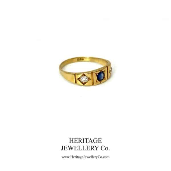 Antique Sapphire and Diamond Gypsy Ring - Image 2