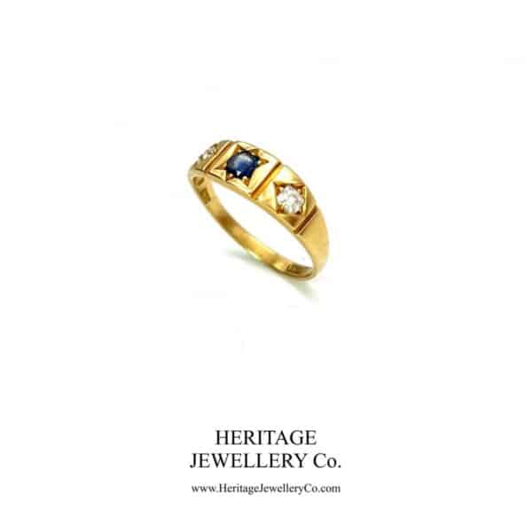 Antique Sapphire and Diamond Gypsy Ring - Image 4