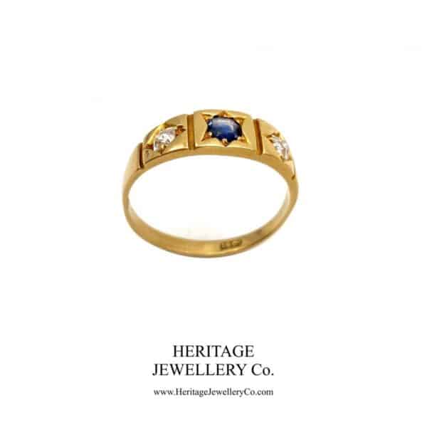 Antique Sapphire and Diamond Gypsy Ring - Image 7