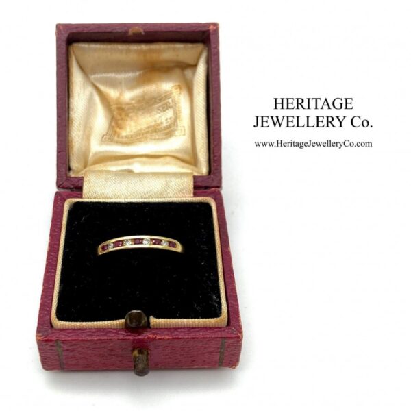 Ruby and Diamond Half Eternity Band Ring