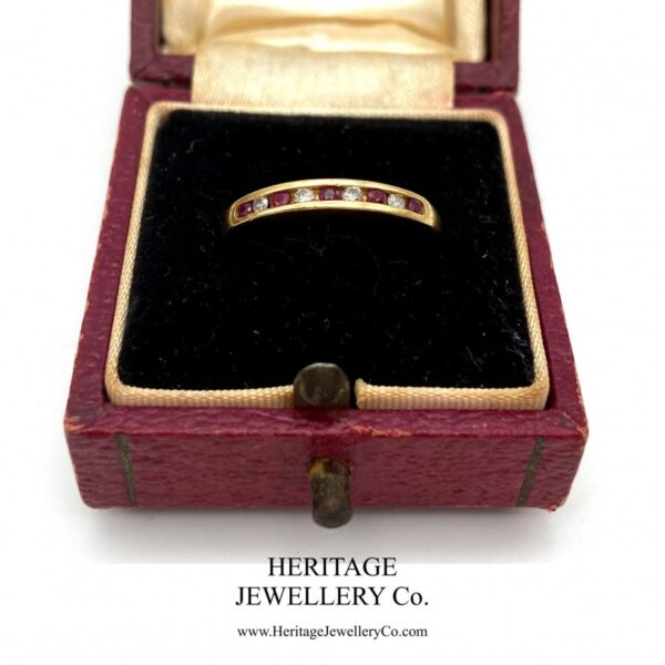Ruby and Diamond Half Eternity Band Ring - Image 4