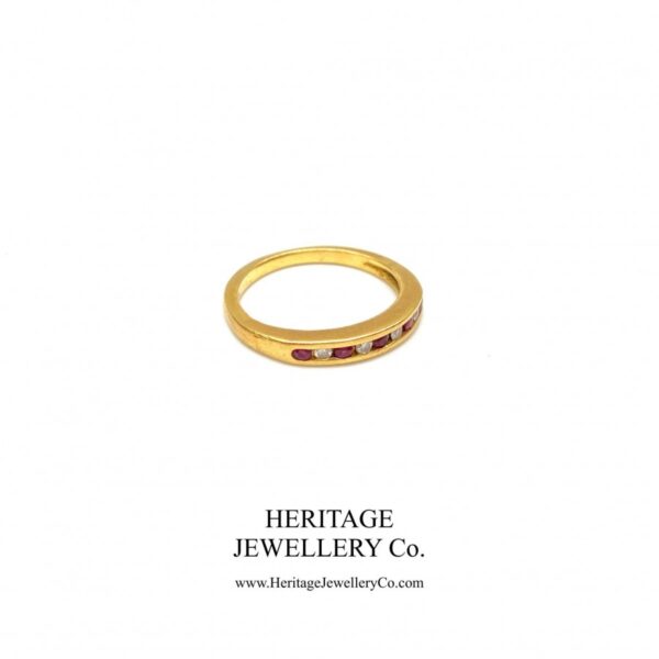Ruby and Diamond Half Eternity Band Ring - Image 7