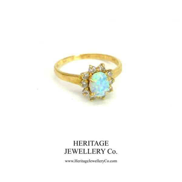 Vintage Fiery Opal and Diamond Ring Diamond Antique Jewellery 4