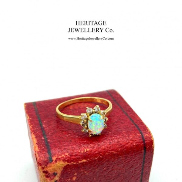 Vintage Fiery Opal and Diamond Ring Diamond Antique Jewellery 8
