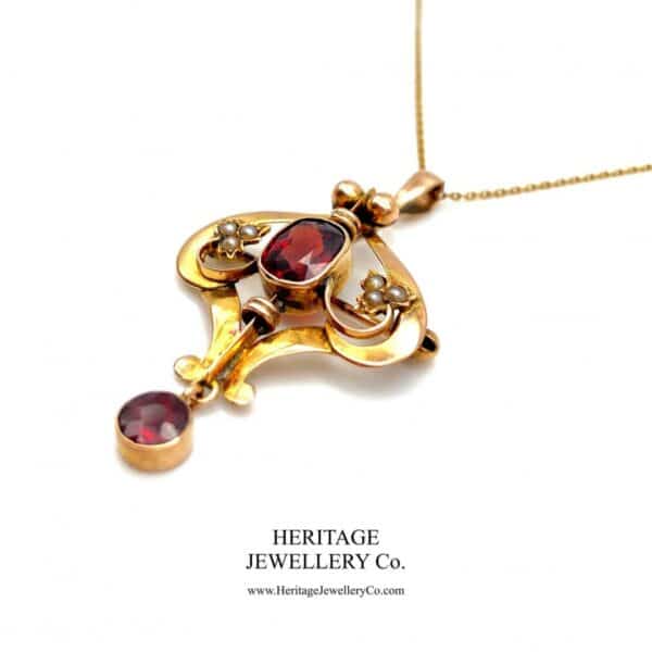 Art Nouveau Pearl and Garnet Pendant - Image 4