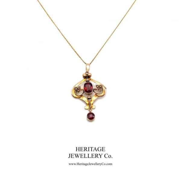 Art Nouveau Pearl and Garnet Pendant - Image 5