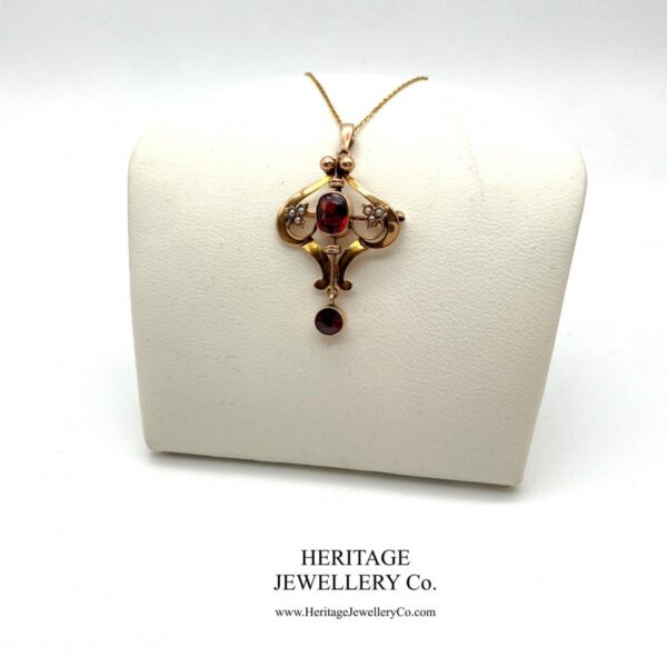 Art Nouveau Pearl and Garnet Pendant Garnet Antique Jewellery 8