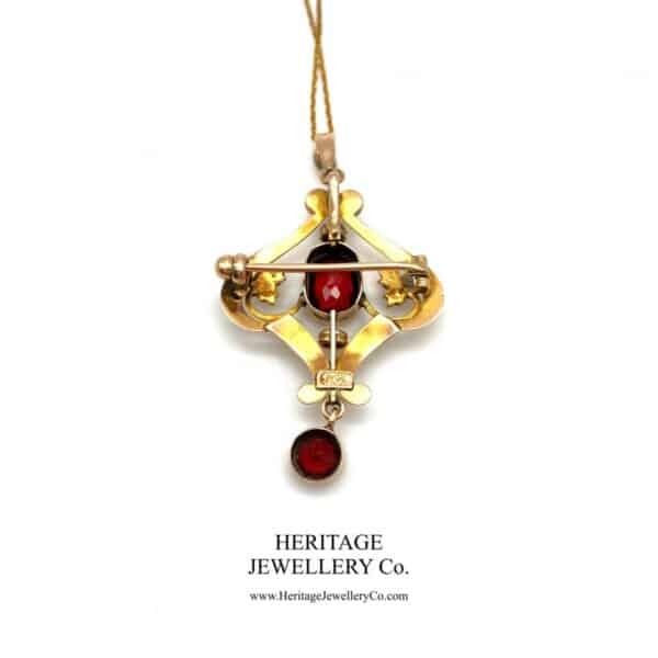 Art Nouveau Pearl and Garnet Pendant - Image 7