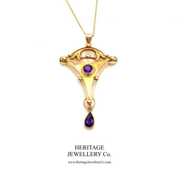 Art Nouveau Gold & Amethyst Pendant - Image 2