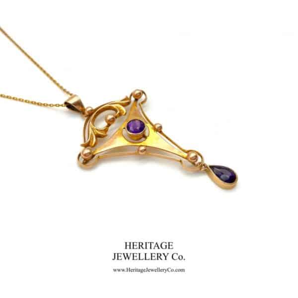 Art Nouveau Gold & Amethyst Pendant Amethyst Antique Jewellery 7
