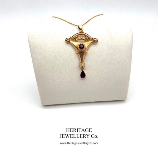 Art Nouveau Gold & Amethyst Pendant - Image 6
