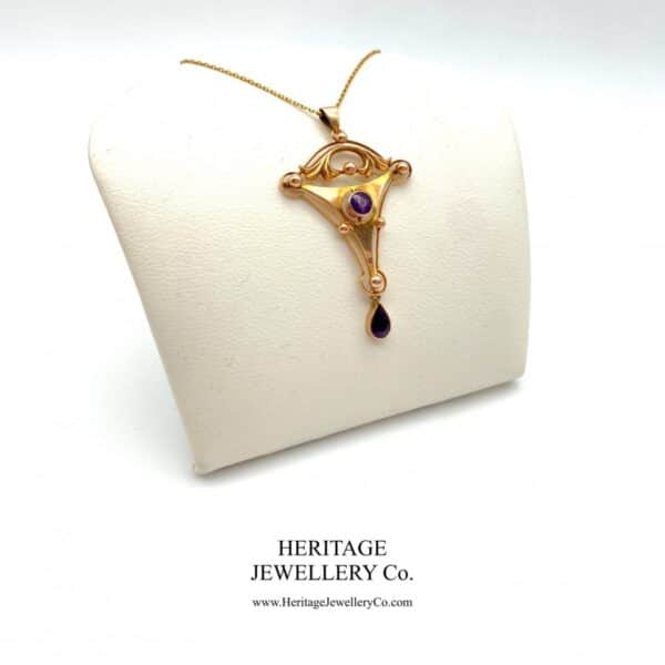 Art Nouveau Gold & Amethyst Pendant - Image 7