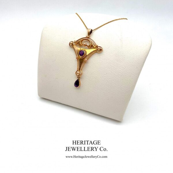 Art Nouveau Gold & Amethyst Pendant - Image 8