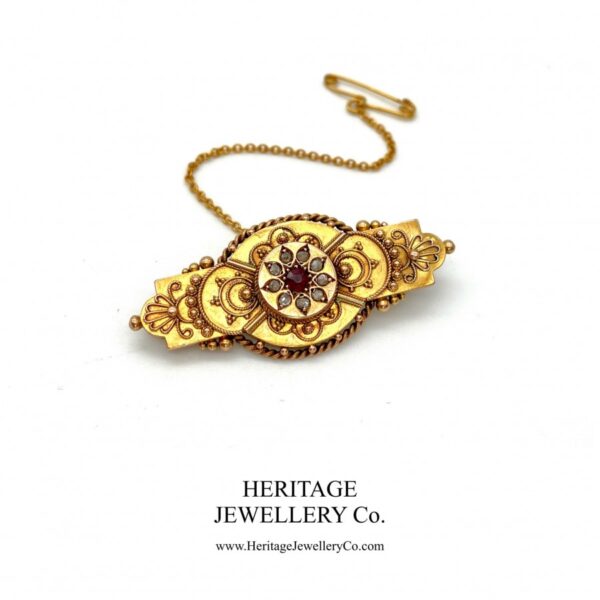 Victorian Ruby & Diamond Brooch (c. 1899) brooch Antique Jewellery 4