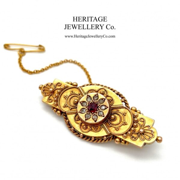Victorian Ruby & Diamond Brooch (c. 1899) brooch Antique Jewellery 3