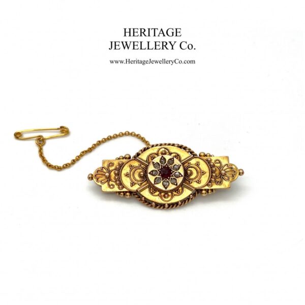 Victorian Ruby & Diamond Brooch (c. 1899) brooch Antique Jewellery 8