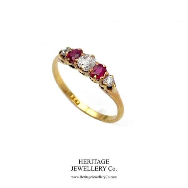 Antique Ruby and Diamond Half-Hoop Ring - Image 3