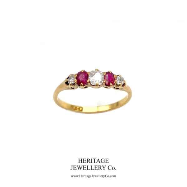 Antique Ruby and Diamond Half-Hoop Ring - Image 2